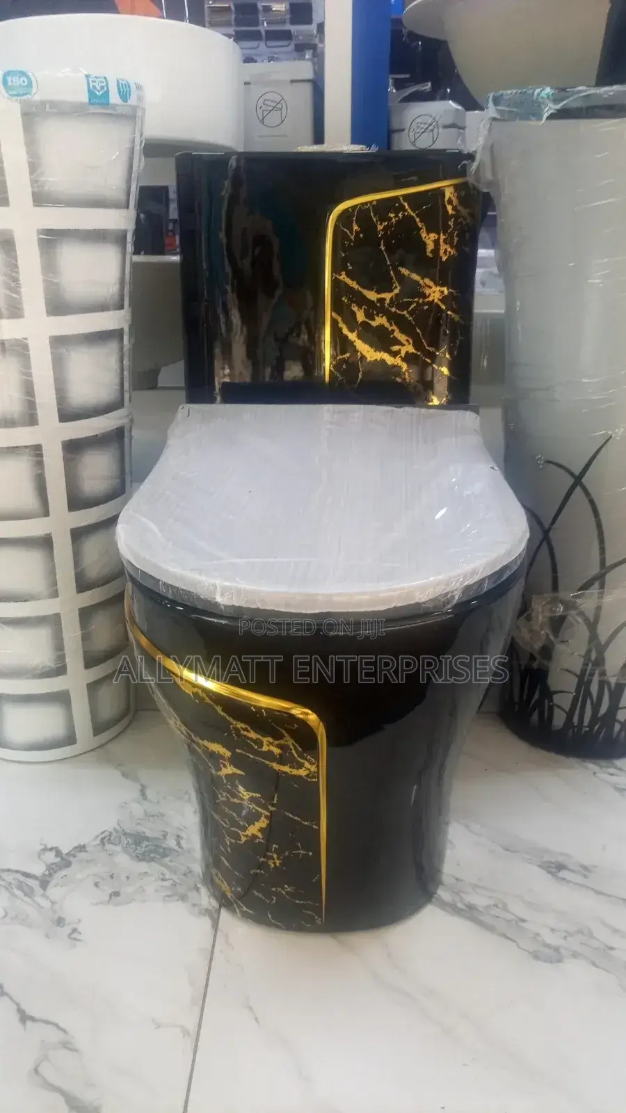 Black $Gold One Piece Toilet