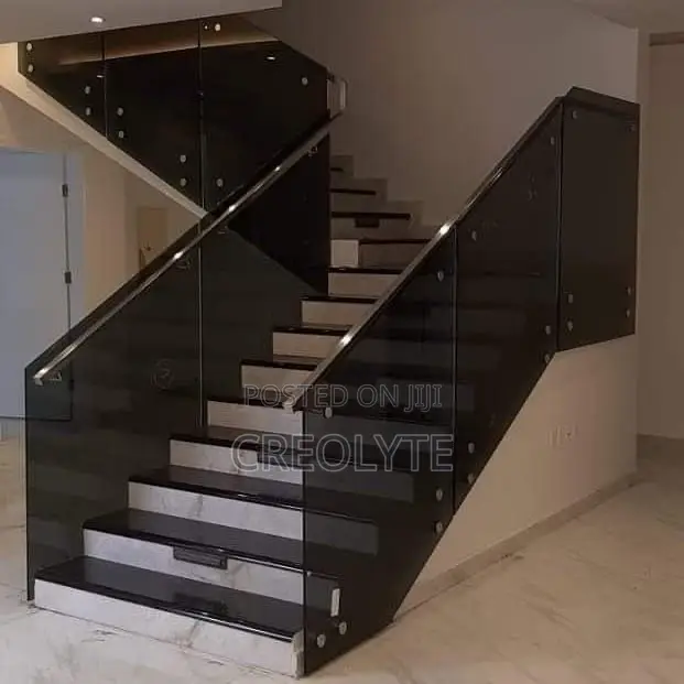 Frameless Glass Balustrade Withmarble Staircase Railing System