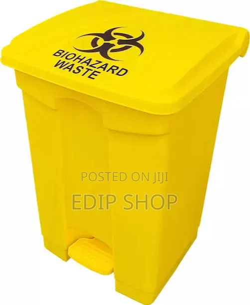 10 L Yellow Biohazard Pedal Bin