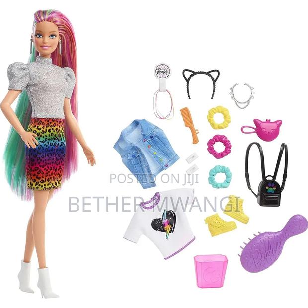 Barbie Leopard Rainbow Hair Feature Doll - thumbnail 2