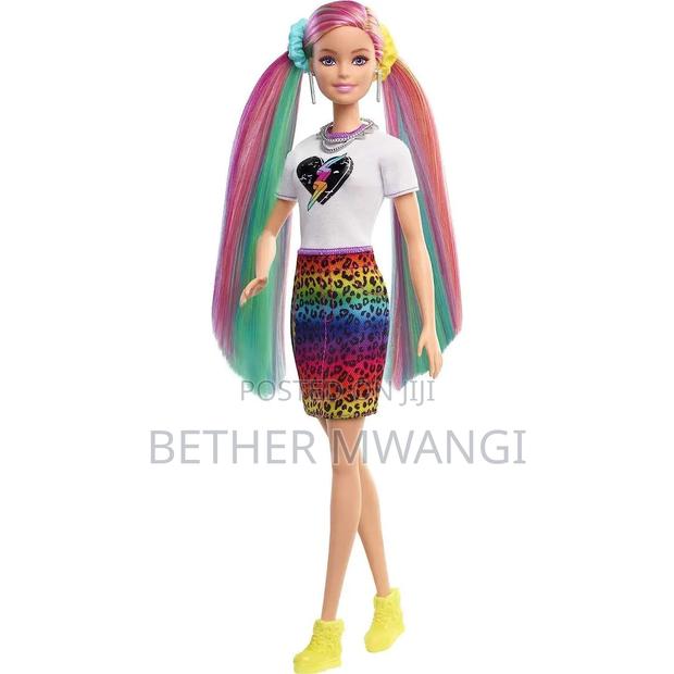 Barbie Leopard Rainbow Hair Feature Doll - thumbnail 4