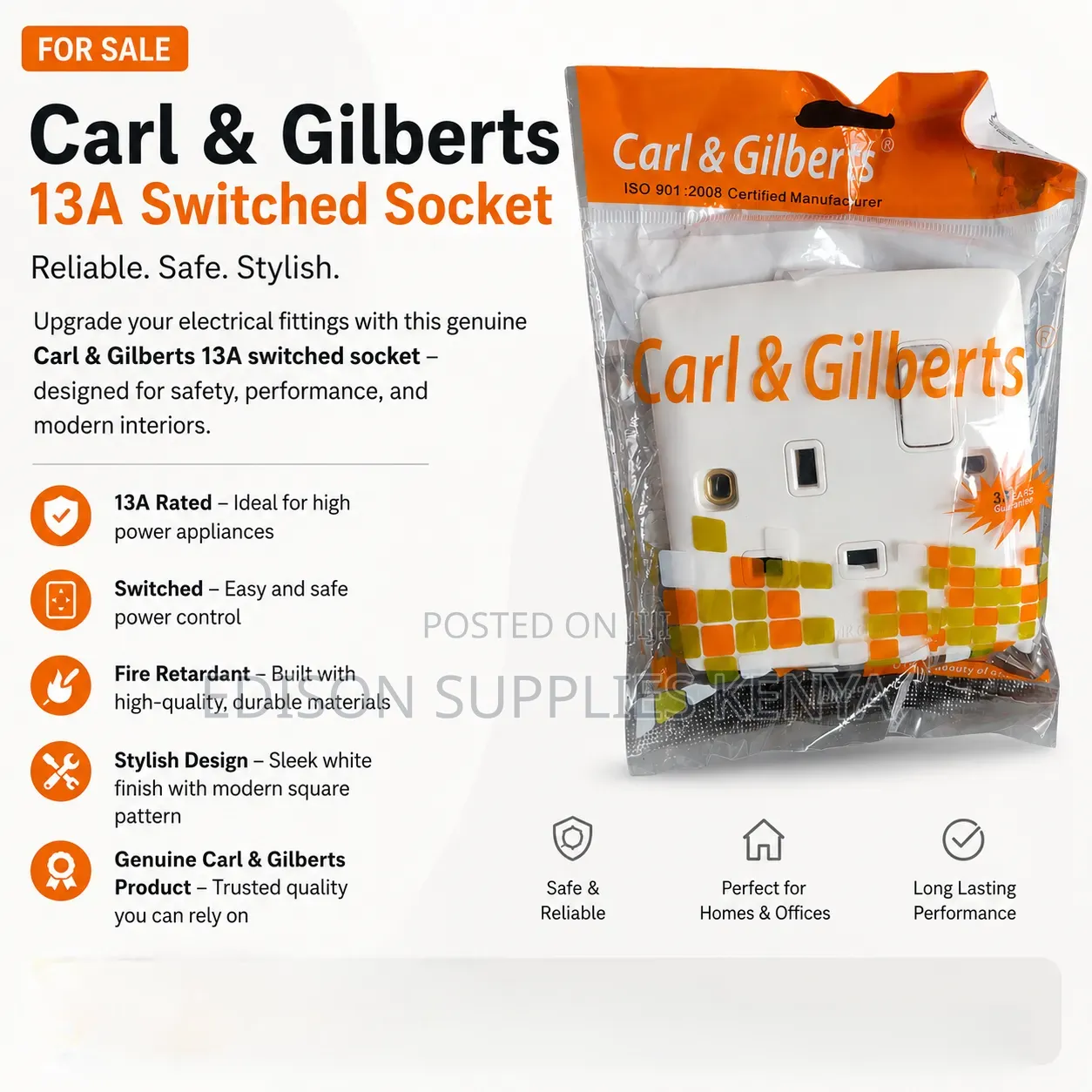 Socket Single Carl Gilberts Heavy Duty Switch Premium Quality