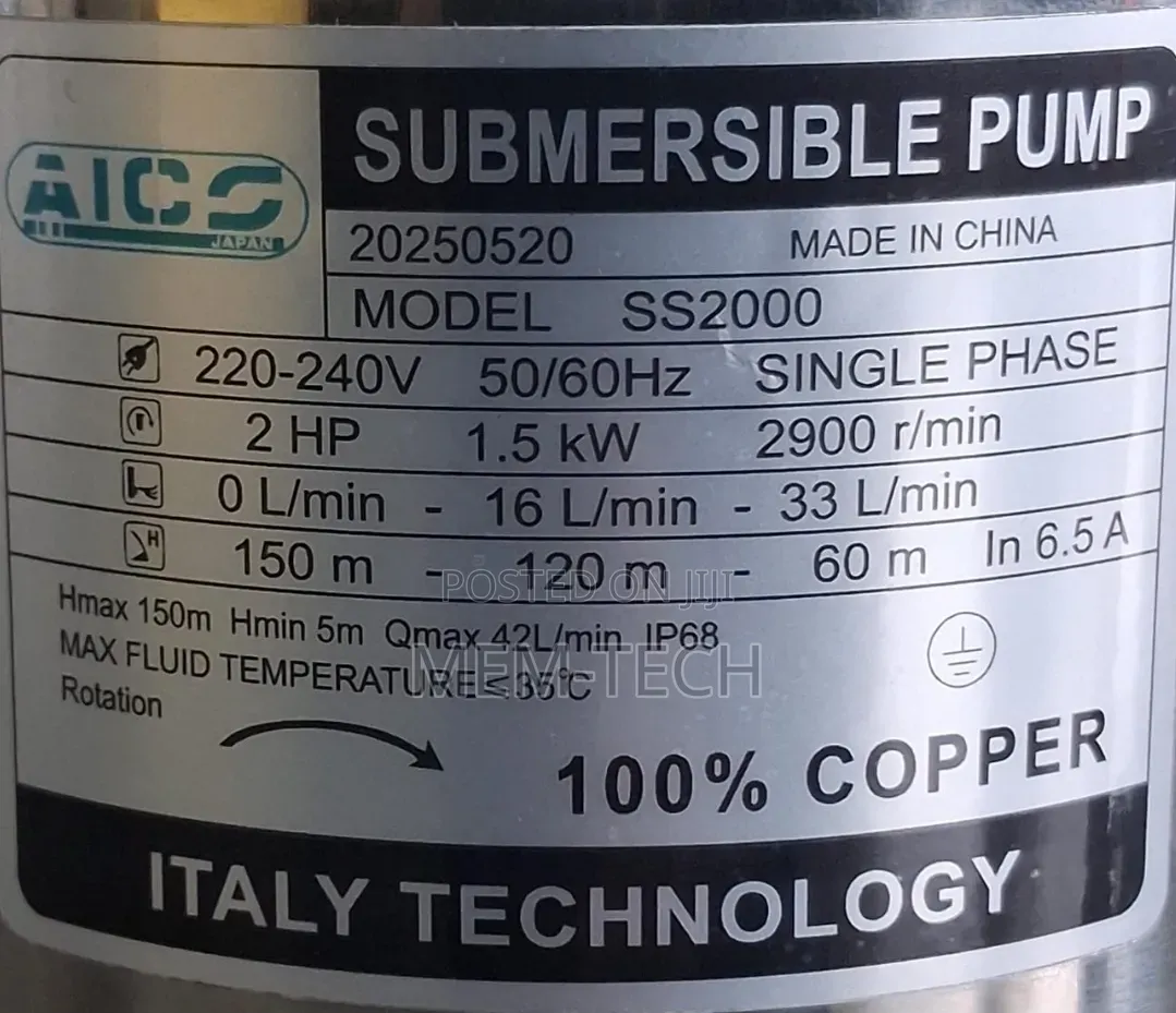 Aico 2hp Submersible Water Pump/150meter Head Submersible Pump