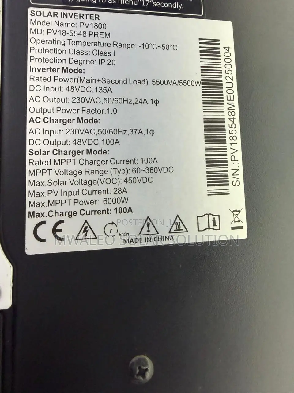 Must Solar Inverter 5500w 48vdc,135a