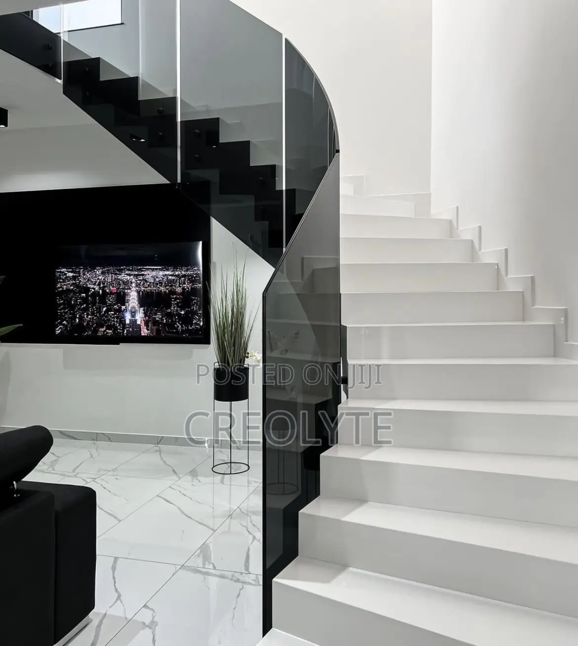 Curved Frameless Glass Balustrade | Smoked/Tinted | Spiral Staircase