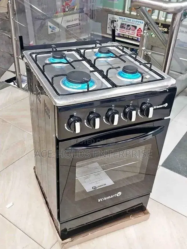 Volsmart 60*60 Full Gas Cooker, Gas Oven - Black-Silver