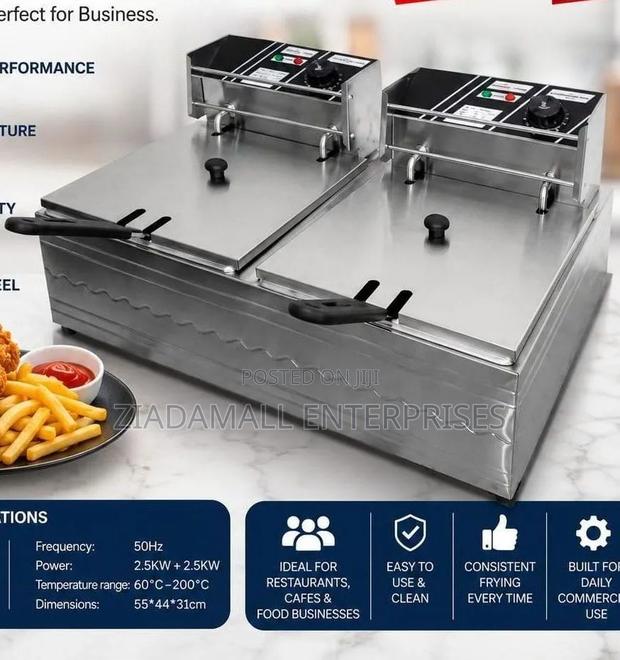 Premier Double Deep Fryer 12 Litres Maximize Efficiency