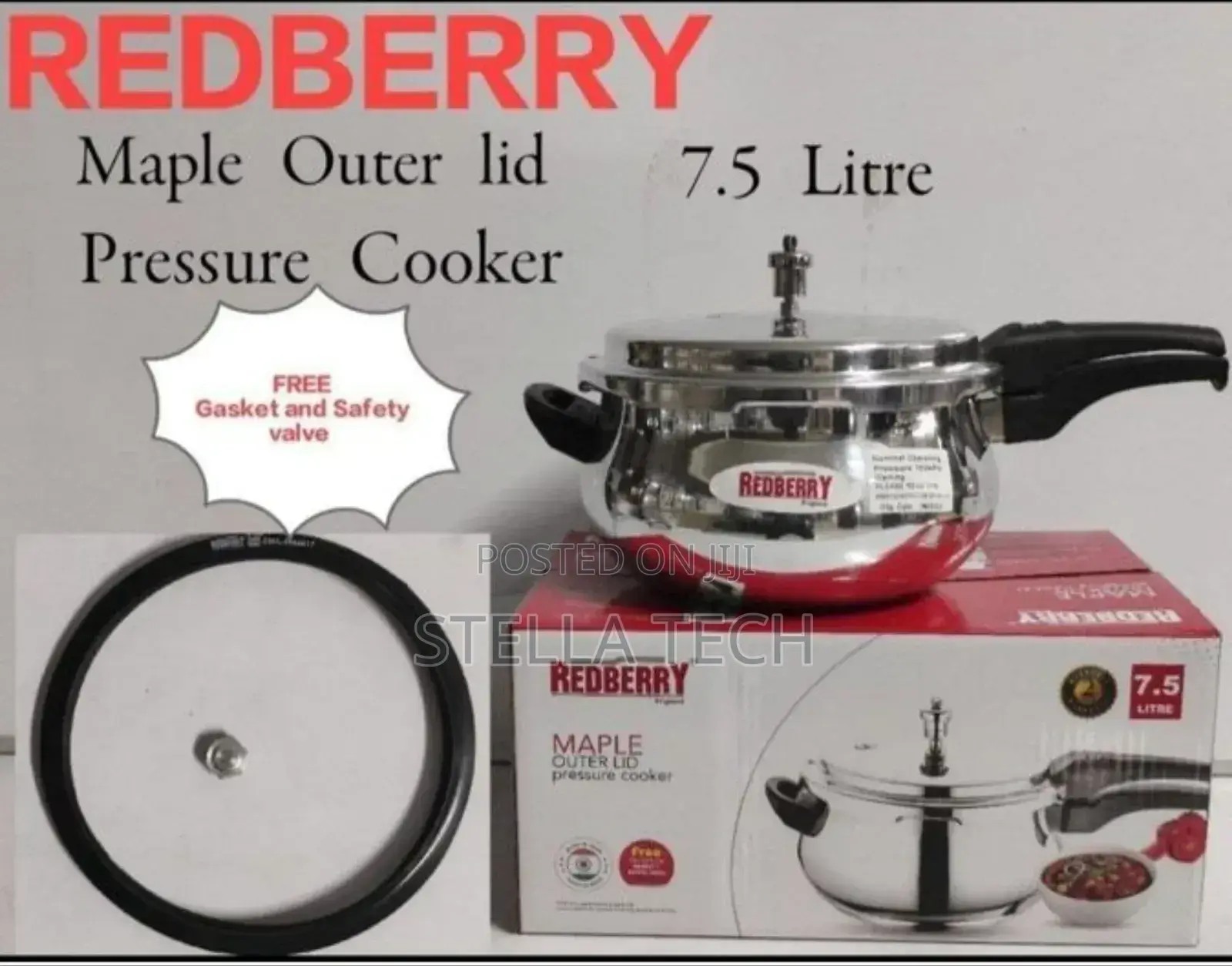 8.5ltrs Redberry Premium Range Aluminium Pressure Cooker