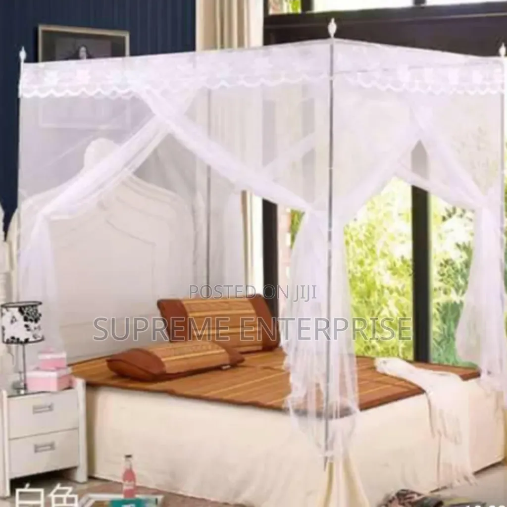 White Mosquito Net With Metallic Stand Metallic Stand