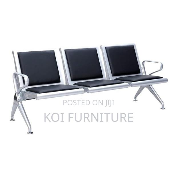 Benches; Leather Padded Three Seaters Reception Office Benches - thumbnail 2