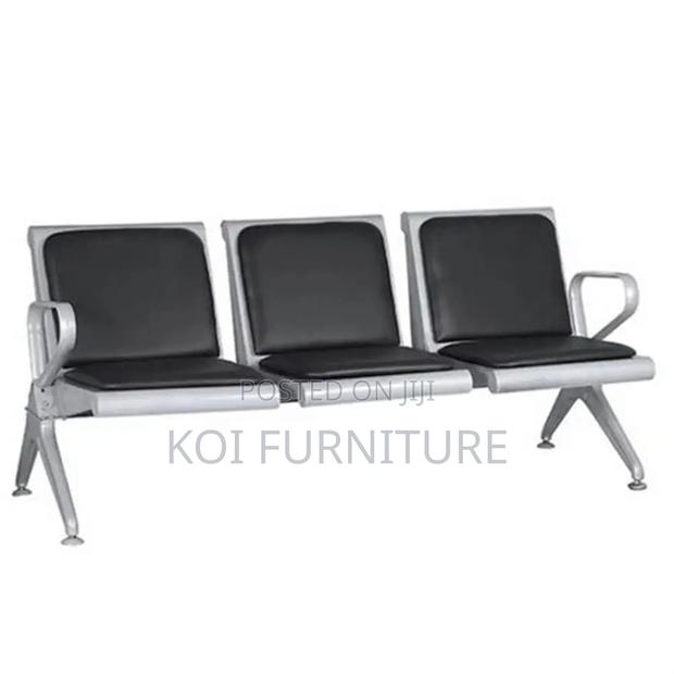 Benches; Leather Padded Three Seaters Reception Office Benches - thumbnail 4