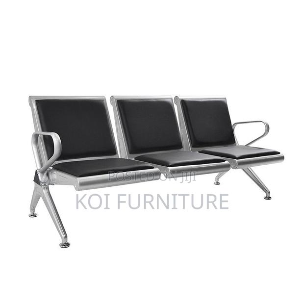 Benches; Leather Padded Three Seaters Reception Office Benches - thumbnail 5