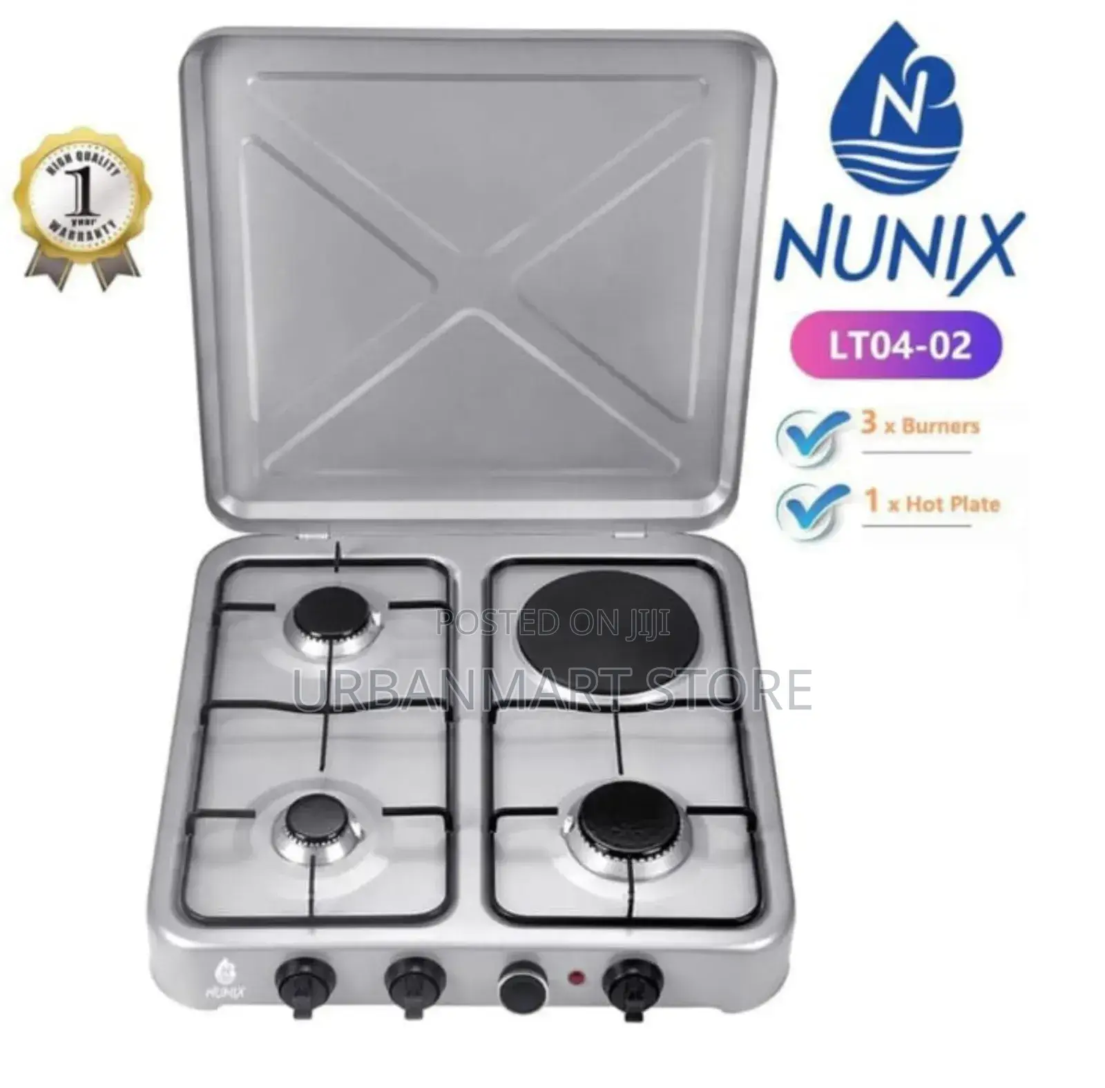 Nunix Table Top Gas Cooker With Electric Plate- 3+1