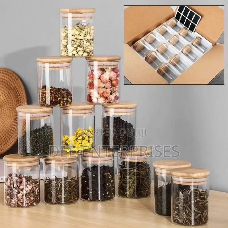 12pc 200ml Glass Container Set Airtight Bamboo Lids