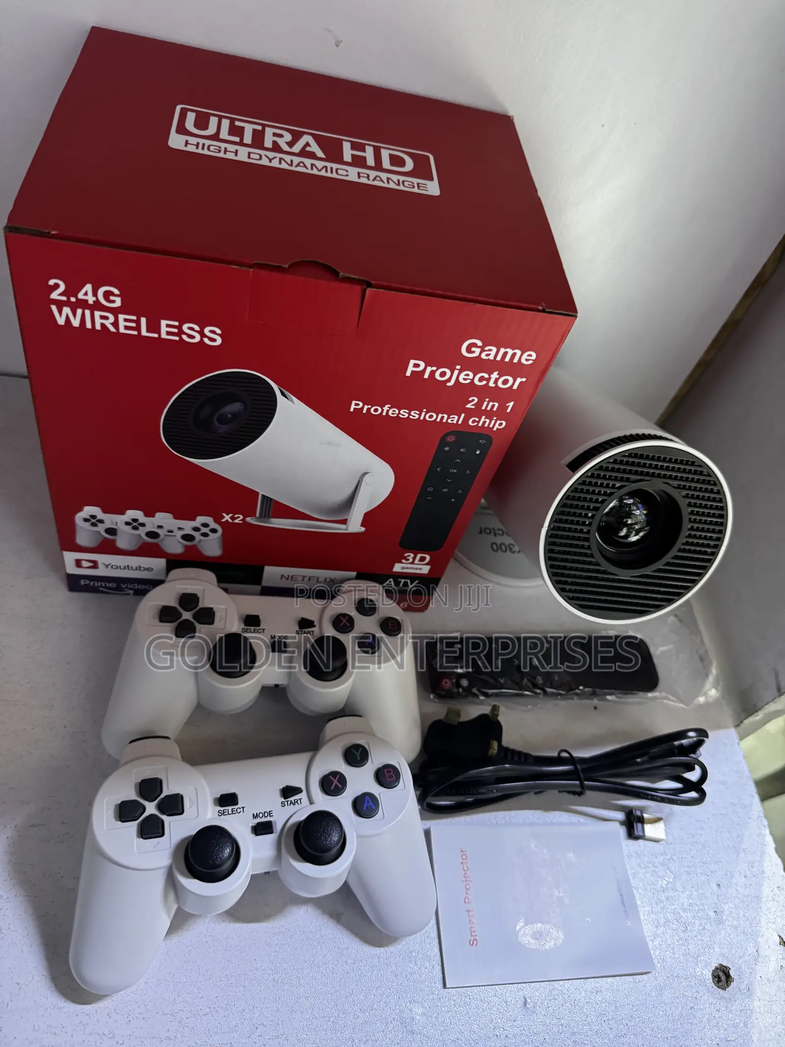  2-in-1 Smart Gaming Projector With Dual Wireless Controllers