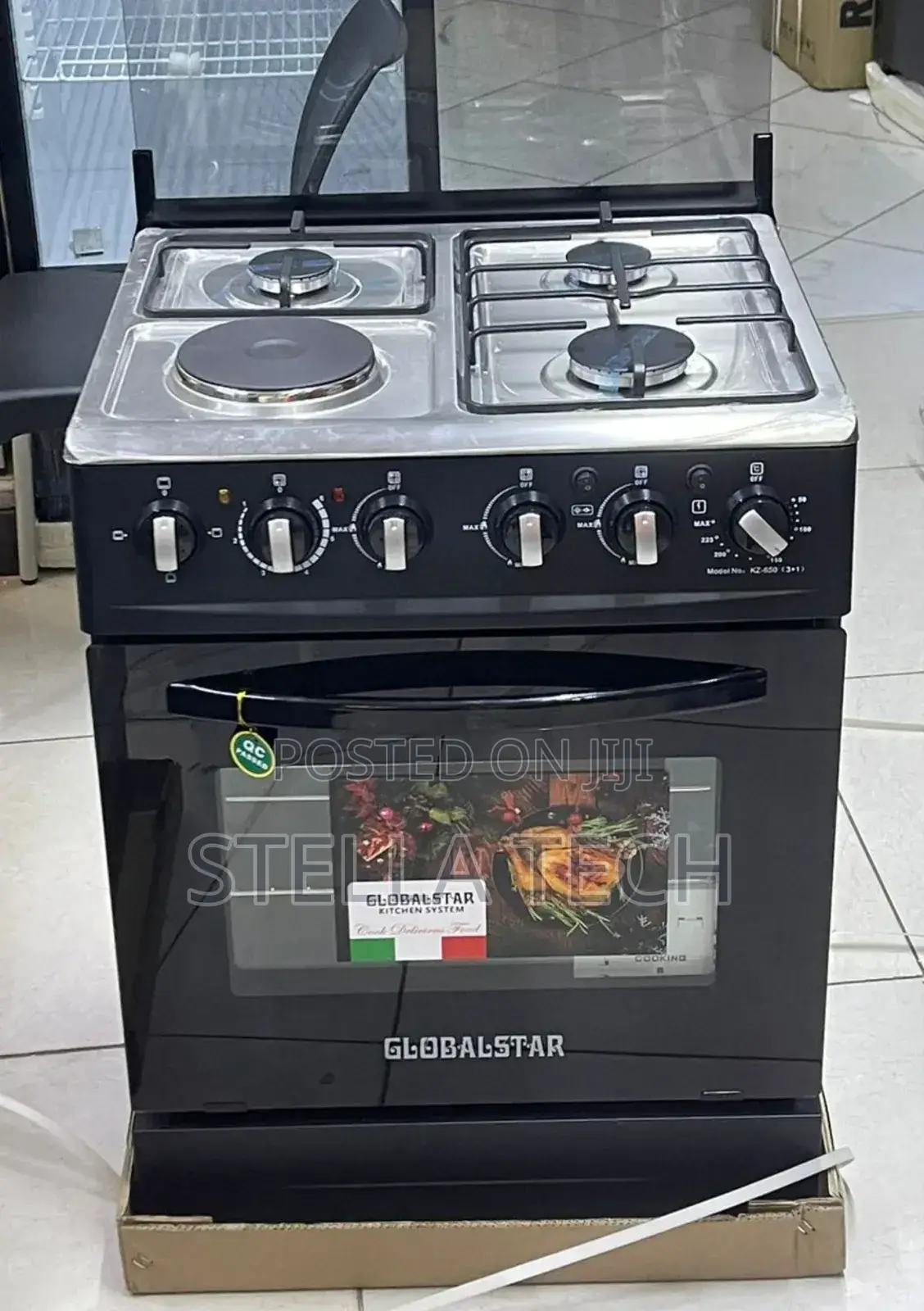 Black 60*60 Globalstar Jet 3+1 Standing Cooker With Electric Oven