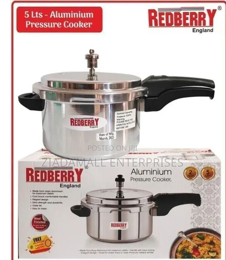 Redberry 5l Aluminium Pressure Cooker ,Cook With Confidence