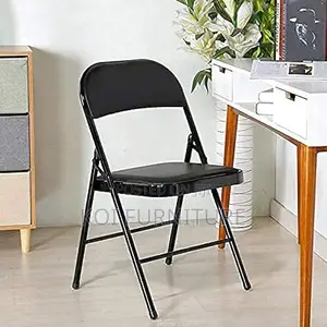 Office Chair : Armless Black Foldable Leather Chair
