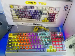 T50 Twolf Mechanical Keyboard RGB Lighting, Blue Switches,Smart Knob
