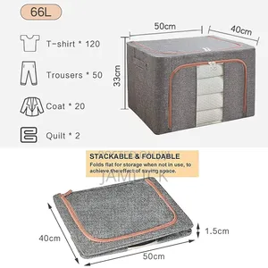 66l Foldable Metal Frame Clothes Storage Bag (50×40×33cm) –Pm