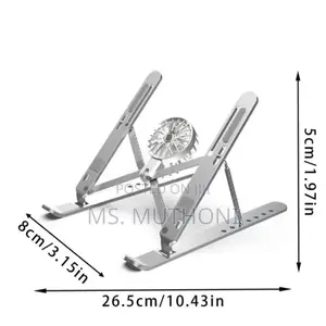 Adjustable Silver Aluminum Laptop Stand With a Built-in Cooling Fan,