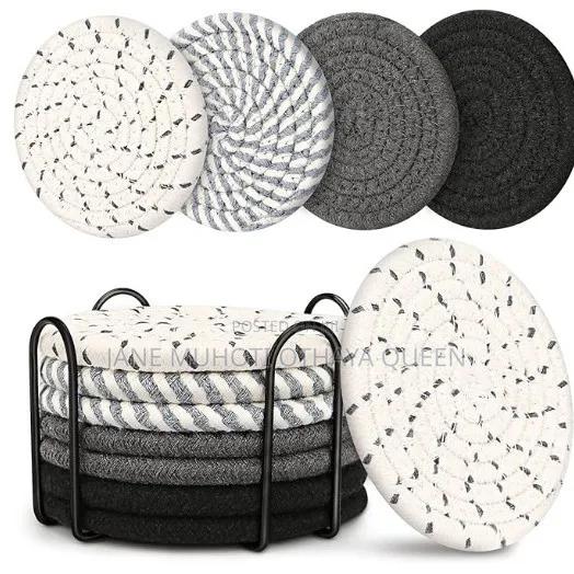 *8pcs Absorbent Cotton Woven Drink Coasters - thumbnail 2
