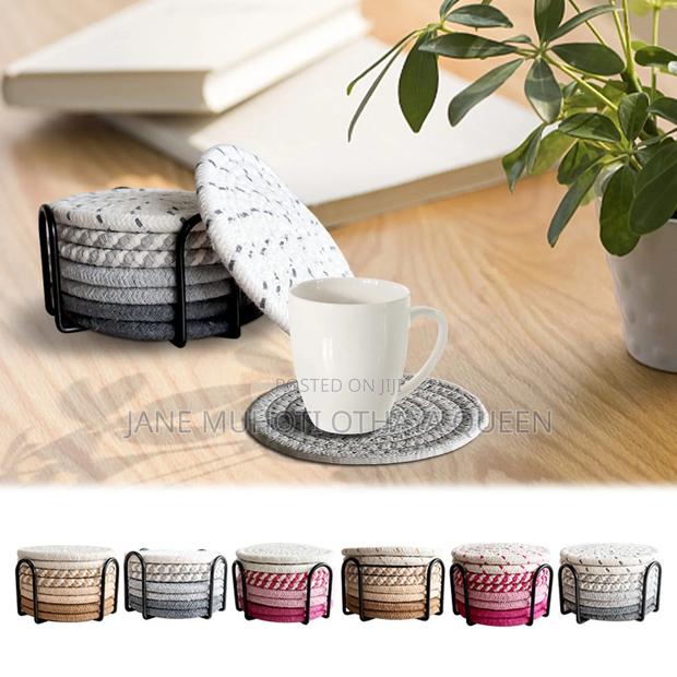 *8pcs Absorbent Cotton Woven Drink Coasters - thumbnail 4