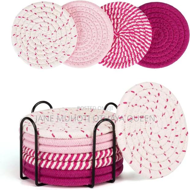 *8pcs Absorbent Cotton Woven Drink Coasters - thumbnail 5
