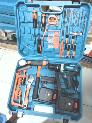 Heavy Duty Cordless Drill Set With Metallic Chuck, Spanners and Nuts