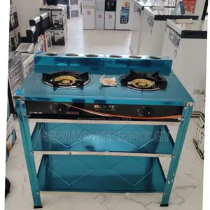 Heavy Duty Rebune Double Burner Standing Gas Stove With Shelves