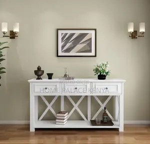 Console Table: Narrow Entryway Table With 3 Drawers and Bottom Shelf