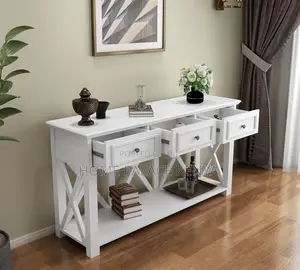 Console Table: Narrow Entryway Table With 3 Drawers and Bottom Shelf