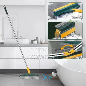 3-in-1 Floor Scrubbing v- Shaped Brush, Broom Squeegee
