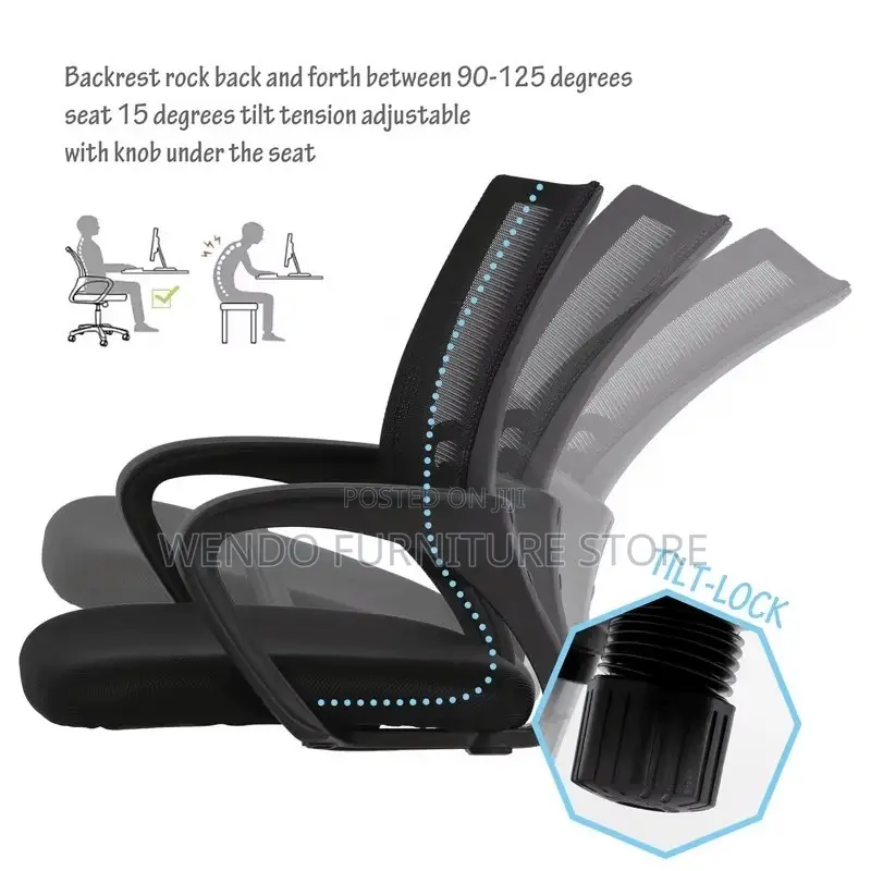 Office Chairs; Fabric Ergonomic Mid Back Mesh Chairs