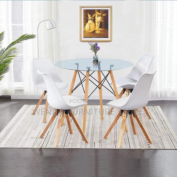 Dining Chairs; Leather Padded Upholstered Eames Chairs