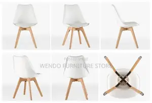 Dining Chairs; Leather Padded Upholstered Eames Chairs