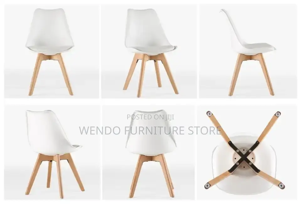 Dining Chairs; Leather Padded Upholstered Eames Chairs