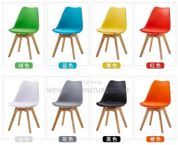 Dining Chairs; Leather Padded Upholstered Eames Chairs - thumbnail 5