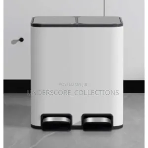 Stainless Steel and White Dual-Compartment Dustbin