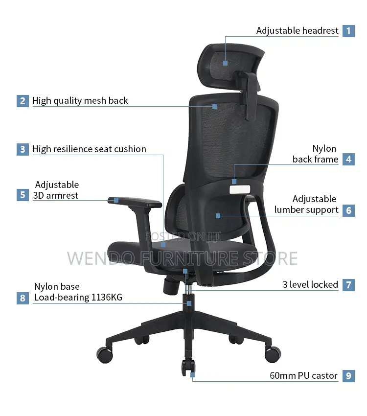 Office Chairs; High Back Orthopedic Office Works Chairs