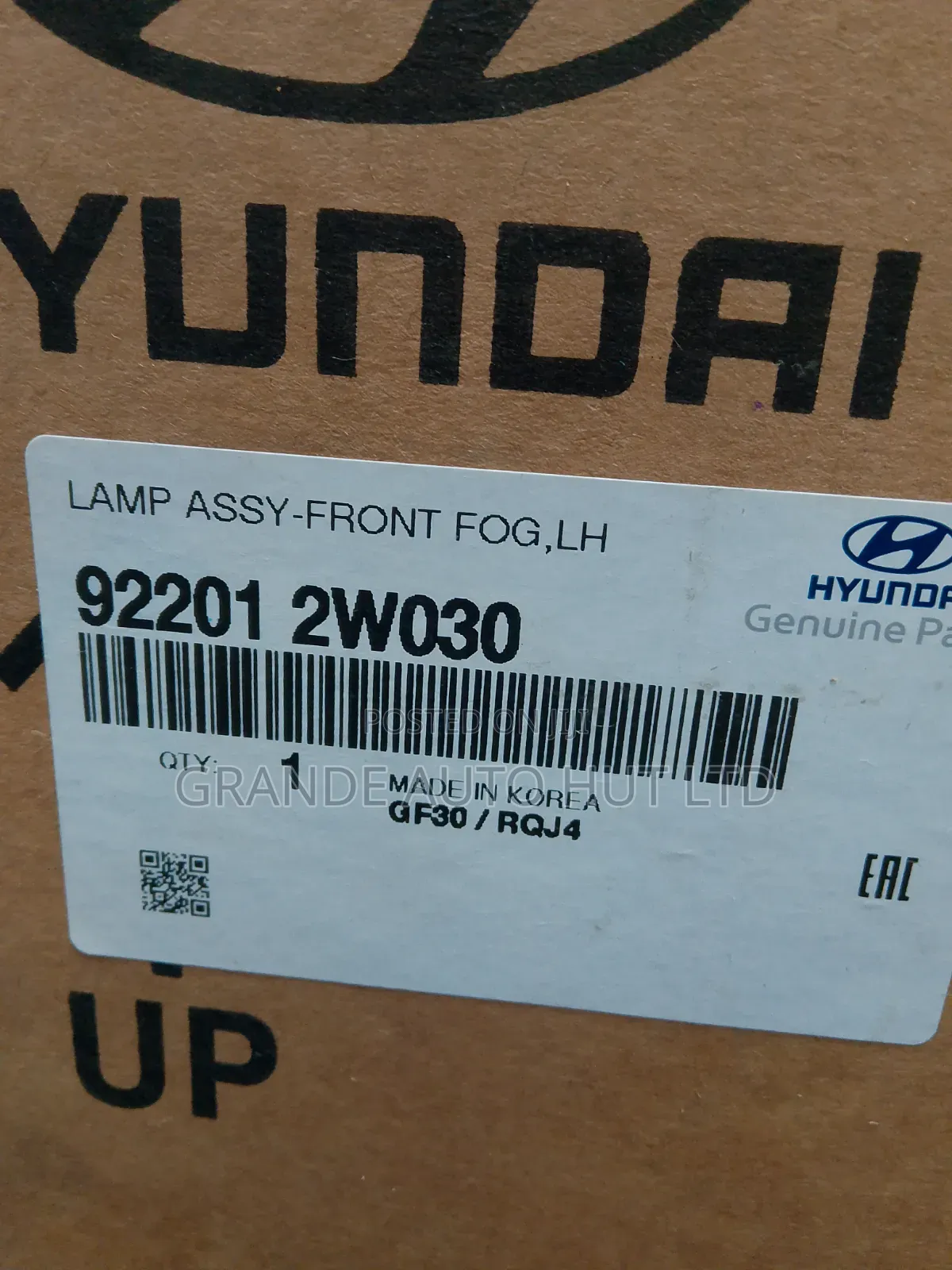 Fog Lamp Left Hyundai Santa Fe 2013 (Genuine)