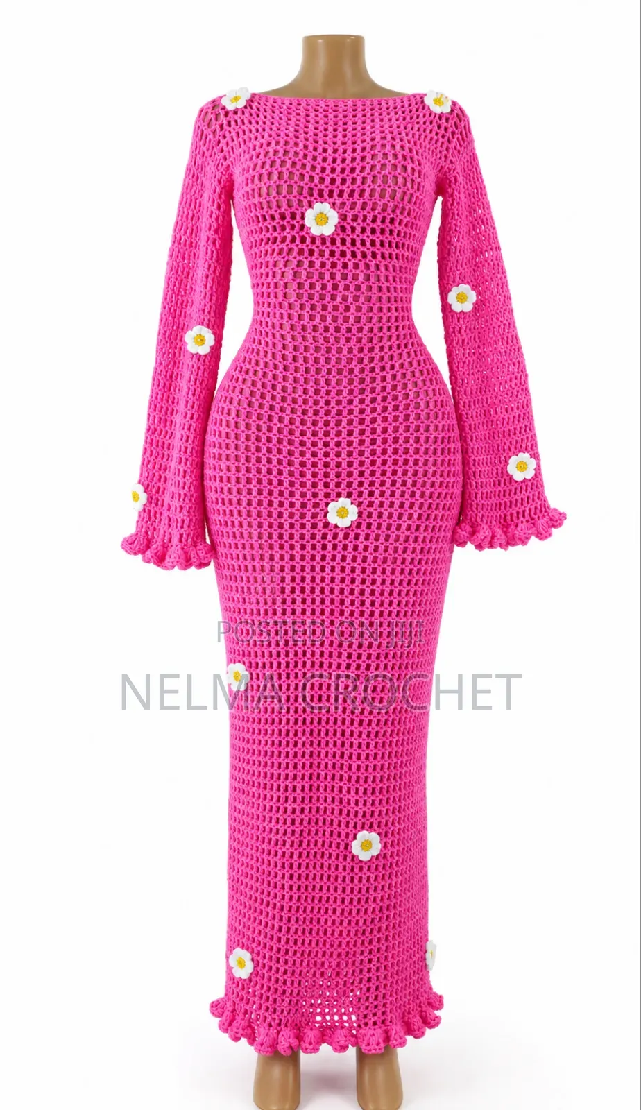 Pink Maxi Dress Crochet