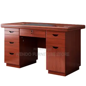 Office Desk; 1400mm Brown Executive Mahogany Wooden Desks