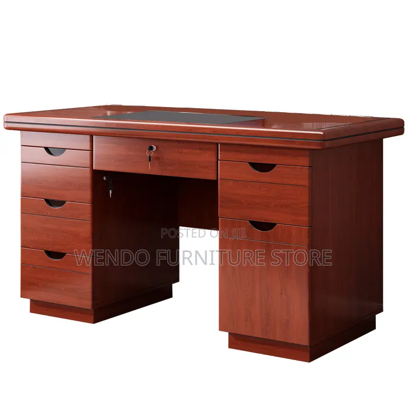 Office Desk; 1400mm Brown Executive Mahogany Wooden Desks