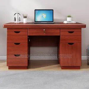 Office Desk; 1400mm Brown Executive Mahogany Wooden Desks