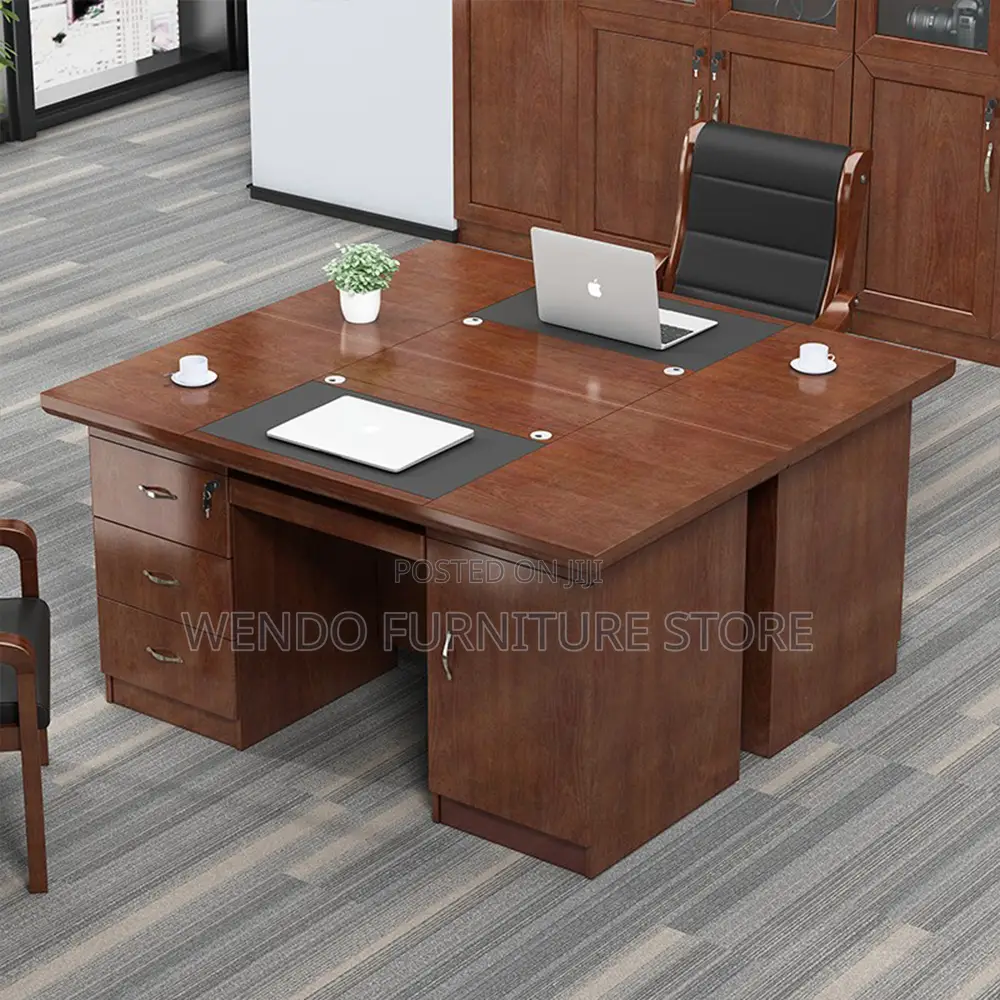 Office Desk; 1400mm Brown Executive Mahogany Wooden Desks