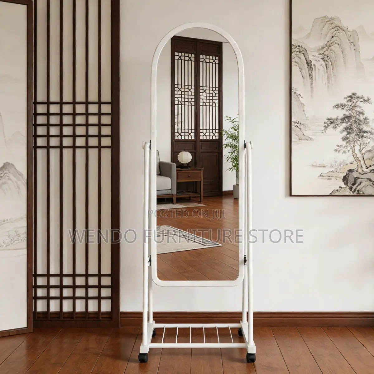 Dressers; Elegant White Long Bedroom Dressing Mirror