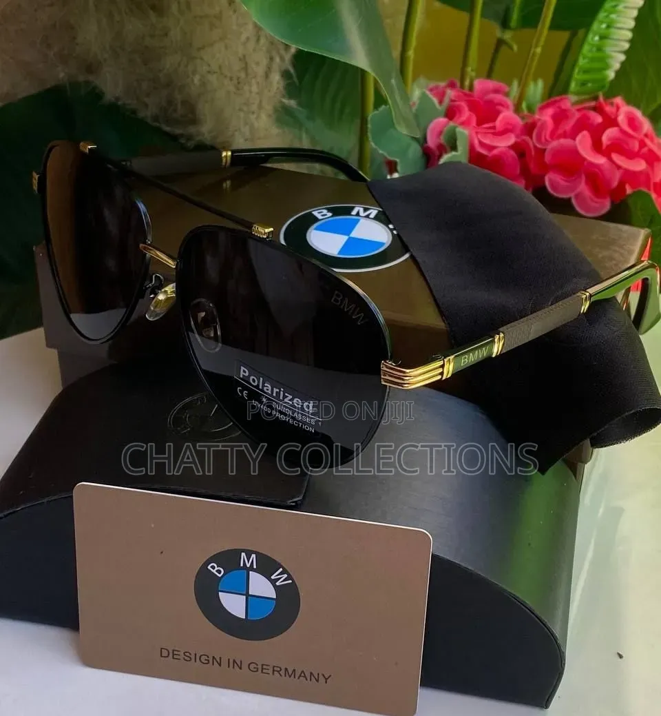 Black and Gold 100% Uv Protection Unisex BMW Designer Sunglasses