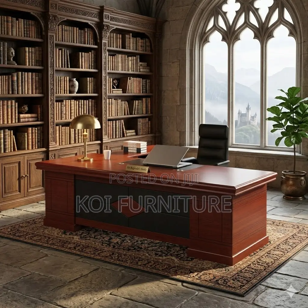 Office Desk; 1600mm Mahogany Executive Office Desk