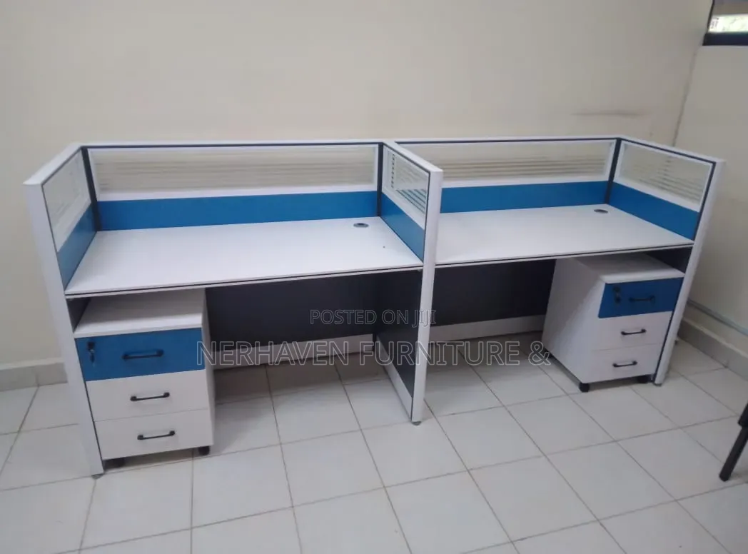 2-Way Office Workstation With Movable Drawers–Modern Shared Desk Setup